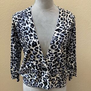 Chico’s White Leopard Cardigan Size 1